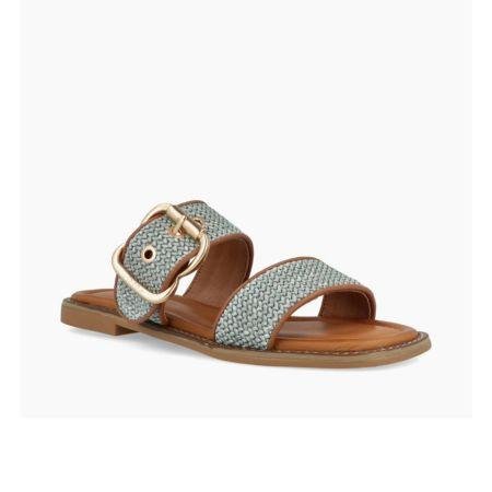 Jeep Sandalo Flat Donna in Tessuto Avio Jeans - MARIO SPATARELLA