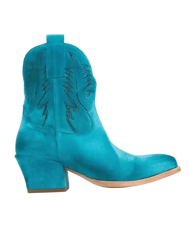 Spatarella Stivaletto Texano Tubolare in Camoscio Azzurro - MARIO SPATARELLA