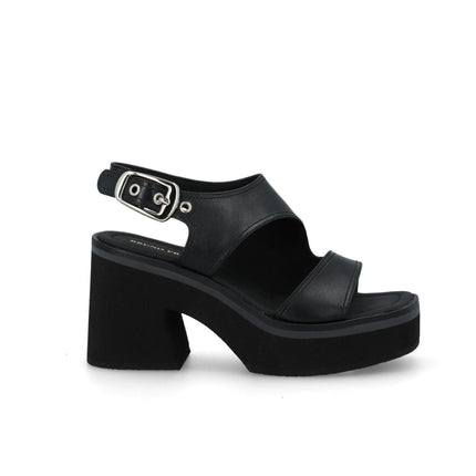 Bruno Premi Sandalo Donna con Plateau in Pelle Nera - MARIO SPATARELLA