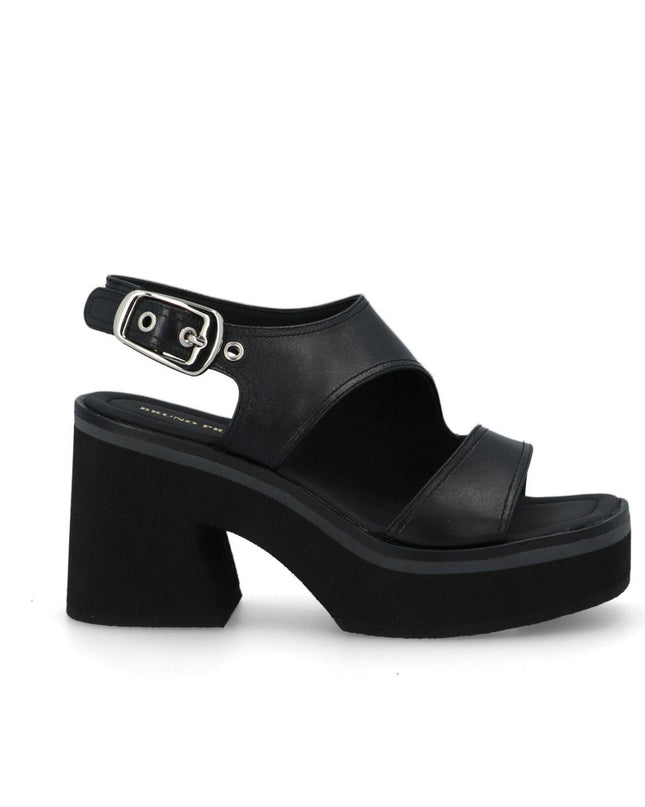 Bruno Premi Sandalo Donna con Plateau in Pelle Nera - MARIO SPATARELLA