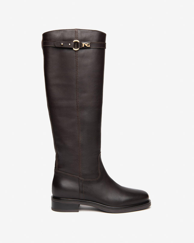 Nero Giardini Stivali Donna Tacco Basso in Pelle Marrone I408850D MORO 300 Nero Giardini 
