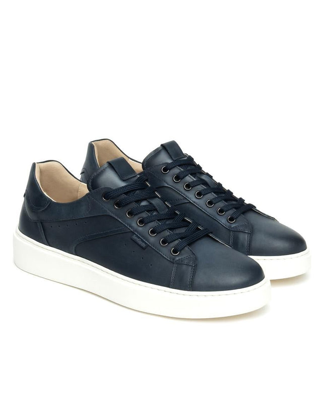 NeroGiardini Sneakers Bassa Uomo in Pelle Blu - MARIO SPATARELLA