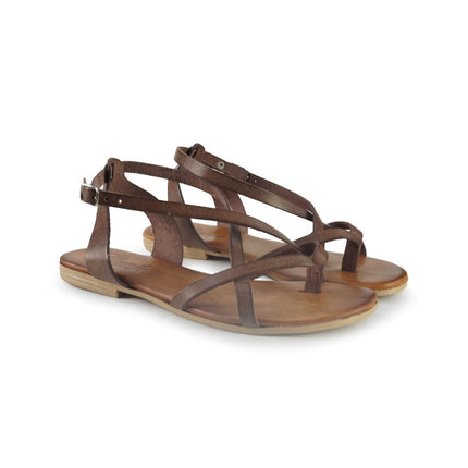 Sandali Bassi Flat Donna Infradito in Pelle Moro 2708 MORO Clanto 