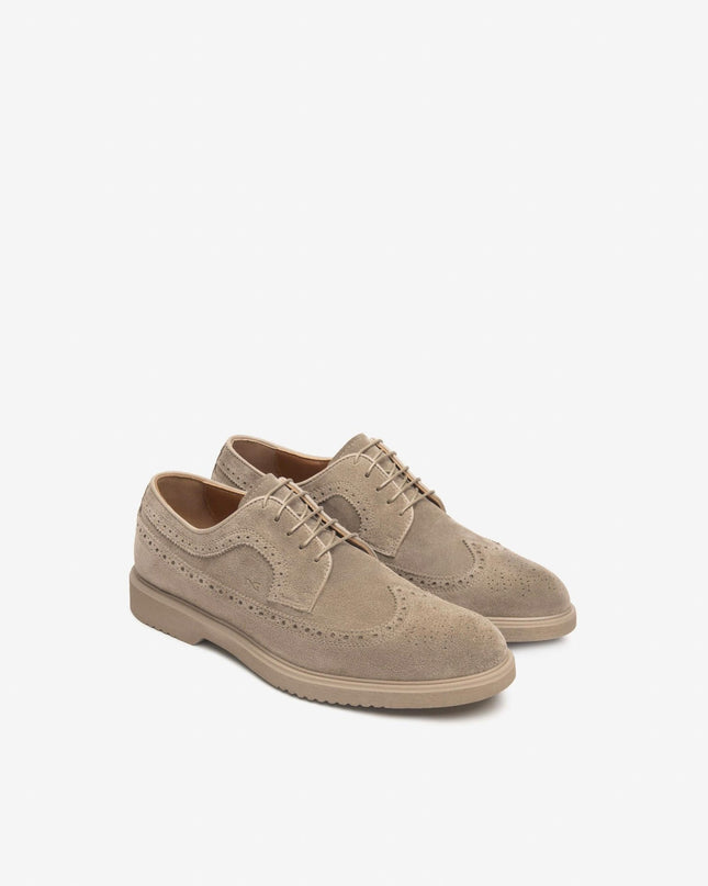 Nero Giardini Francesine Uomo Oxford Monogramma in Camoscio Talpa - MARIO SPATARELLA