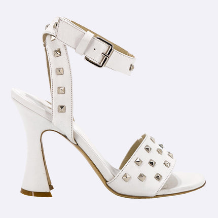 Sandali Donna in Pelle Bianco con Tacco Alto Rocchetta ROCK 3 BIANCO Tattoo 