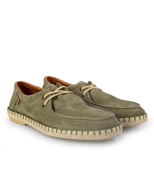 Espadrillas Verbenas Bassa con Lacci da Uomo in Camoscio Kaki Verde - MARIO SPATARELLA