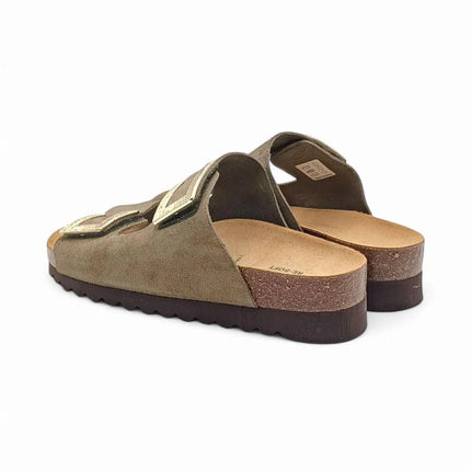 Grunland Sandali Donna Plantare Sughero Doppia Fibbia in Camoscio Oliva CB0771 HOLA OLIVA Grunland 