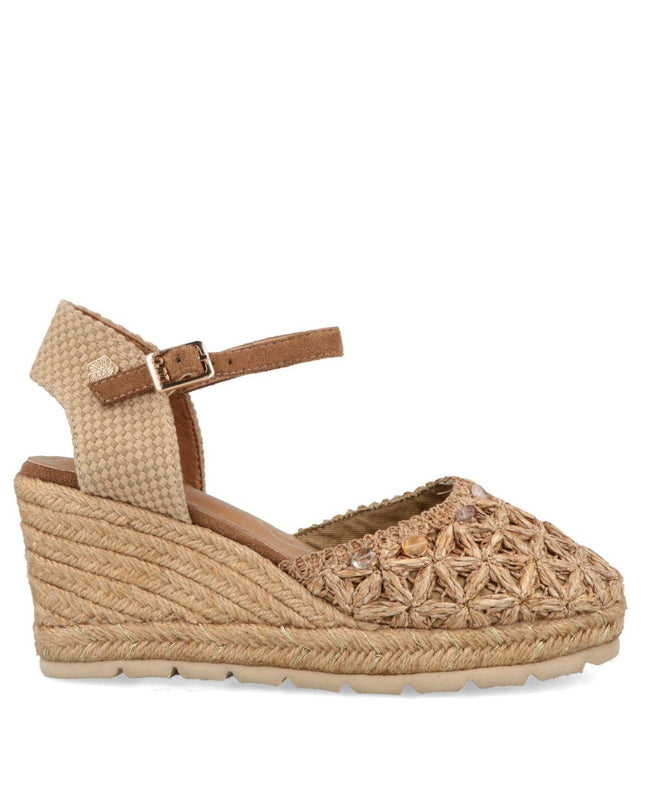 O-Joo Espadrillas Donna con Zeppa in Tessuto Sabbia GERI FLOWER NATURAL O-JOO 