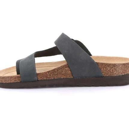 Grunland Sandalo Plantare Infradito Sughero Bio Donna in Nabuk Blu CB0327 HOLA BLUE Grunland 