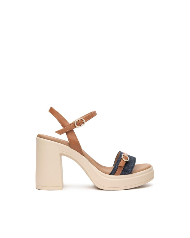 Nero Giardini Sandali Donna con Tacco Alto e Plateau in Pelle Jeans - MARIO SPATARELLA