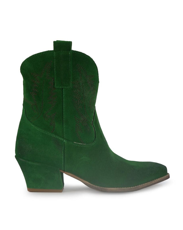 Spatarella Stivaletto Texano Tubolare in Camoscio Verde<BR/> ELENA24 BOTTIGLIA Spatarella 