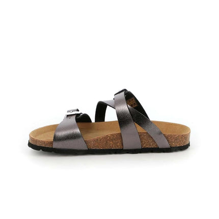 Grunland Sandali Donna Plantare Sughero Doppia Fibbia Antracite CB2642 SARA ANTRACITE Grunland 