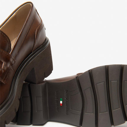 Nero Giardini Mocassini Donna con Tacco e Morsetto in Pelle Marrone<BR/> I513981D BEIGE 412 Nero Giardini 