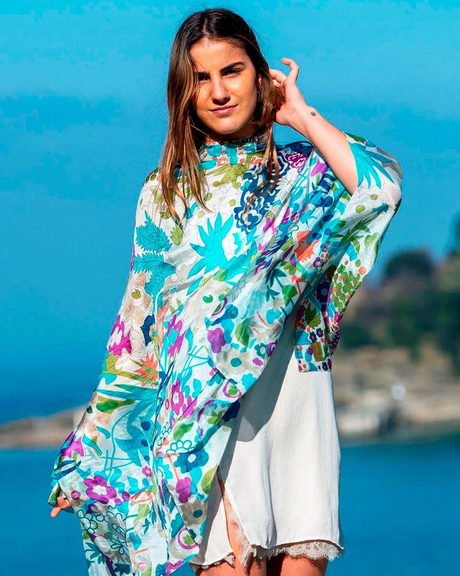 Foulard Pareo in Seta Stampa Viola ASK163C SILK MORADO Colores de Otono 