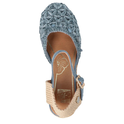 O - Joo Espadrillas Donna con Zeppa in Tessuto Blu - MARIO SPATARELLA