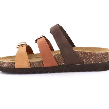 Grunland Sandalo Plantare Sughero Bio Donna in Nabuk Marrone Multicolor CB1821 HOLA MARRONE Grunland 