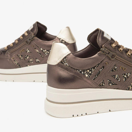 Nero Giardini Sneakers Donna in Pelle Laminata Moro e Glitter - MARIO SPATARELLA