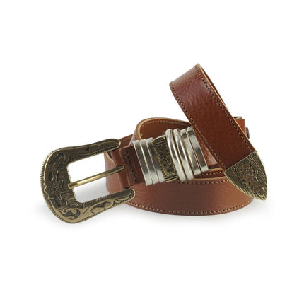 Cintura Texana Donna in Pelle Cuoio 10425/25 SELLA Spatarella 