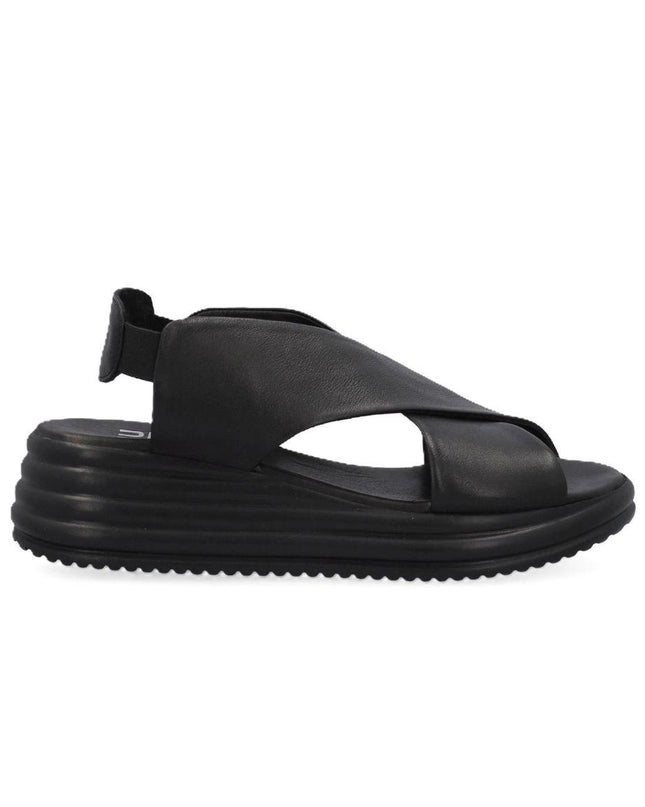 Bueno Sandali Donna con Zeppa in Pelle Nero Y5703 BLACK Bueno 