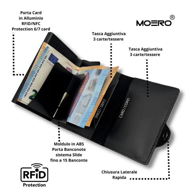 Moero Prestige Black Zip Portafoglio Slim - MARIO SPATARELLA