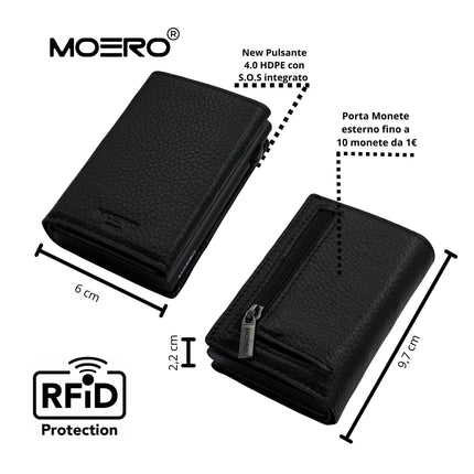 Moero Pro Plus Bottolato Black Zip Portafoglio Slim PRO PLUS BOTTOLATO BLACK ZIP CARD Moero 