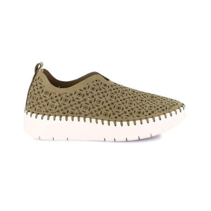 Grunland Slipon Traforata Donna in Tessuto Oliva - MARIO SPATARELLA