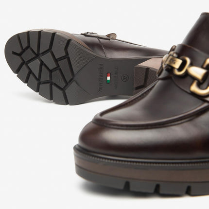 Nero Giardini Mocassini Donna con Tacco e Morsetto in Pelle Testa di Moro - MARIO SPATARELLA