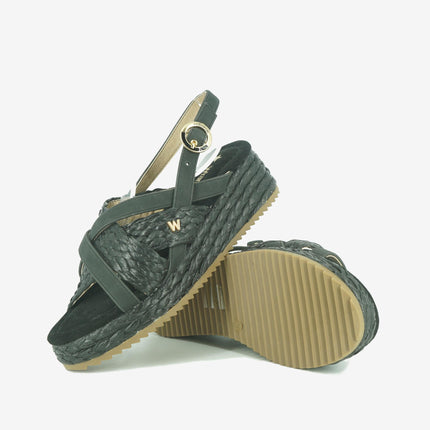 Sandali Donna con Zeppa KIM RAFFIA BLACK Wrangler 