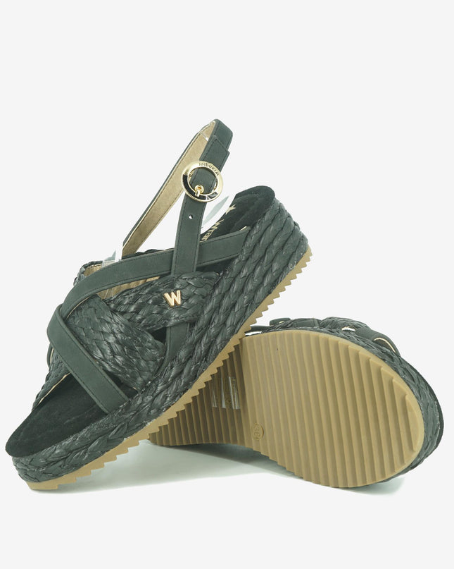 Sandali Donna con Zeppa KIM RAFFIA BLACK Wrangler 