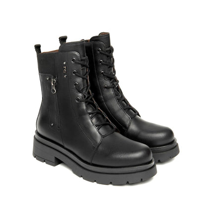 Nero Giardini Anfibi Donna in Pelle Nero - MARIO SPATARELLA