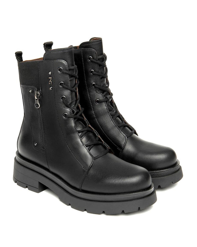 Nero Giardini Anfibi Donna in Pelle Nero - MARIO SPATARELLA