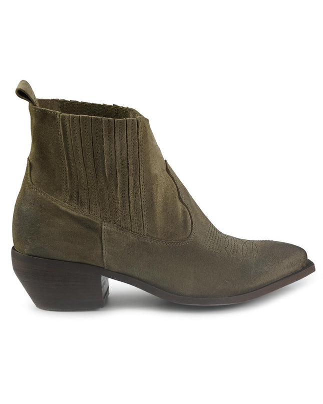 Stivaletto Texano Donna  con Impunture in Camoscio Taupe BL166 TEX TAUPE Spatarella 