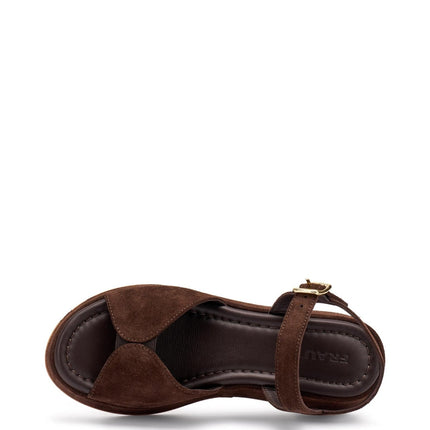 Frau Sandali con Zeppa Donna in Camoscio Marrone - MARIO SPATARELLA