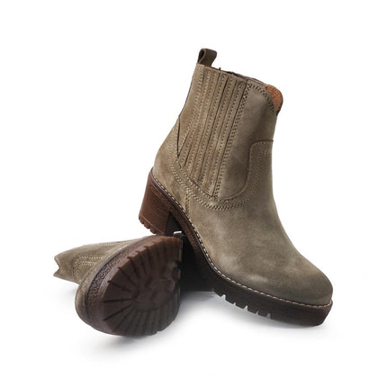 Vueva Stivaletti Chelsea Donna con Tacco in Camoscio Taupe - MARIO SPATARELLA