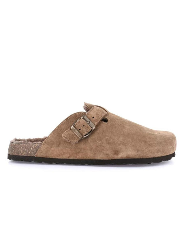 Grunland Pantofola Sabot Uomo in Camoscio Taupe con Fodera Peluche CB2247 BOBO TAUPE Grunland 