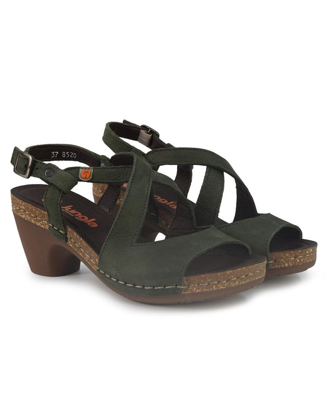 Jungla Sandalo Donna con Tacco in Pelle Nabuk Verde 8520 PRADO Jungla 