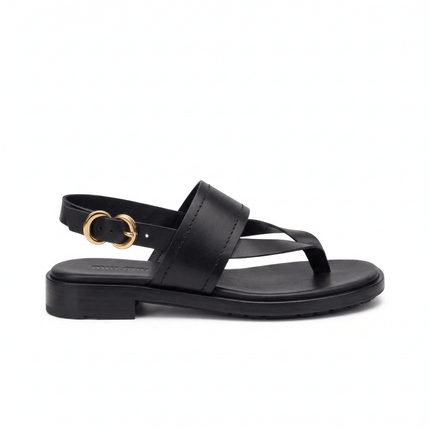 Frau Sandali Infradito Basso Donna in Pelle Nero - MARIO SPATARELLA