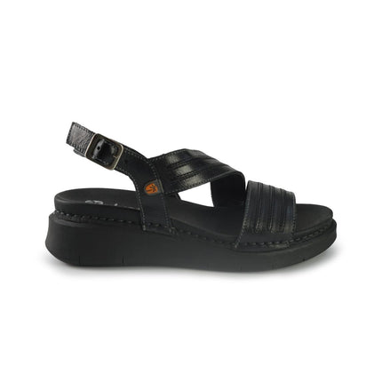 Jungla Sandali Donna Zeppa Bassa in Pelle Nero 8193 BLACK Jungla 
