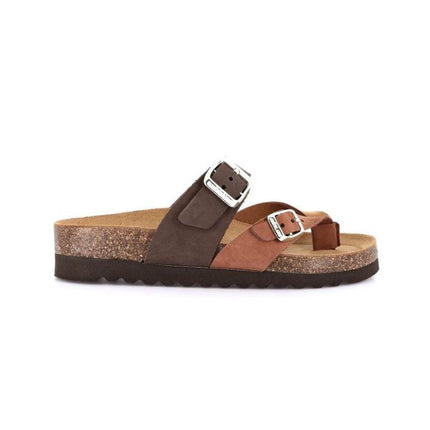 Grunland Sandalo Plantare Infradito Sughero Bio Donna in Nabuk Marrone Multi CC0078 HOLA MARRONE Grunland 