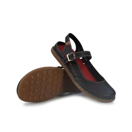 Jungla Sandalo Donna Ballerina Pump Bassa in Pelle Nera - MARIO SPATARELLA