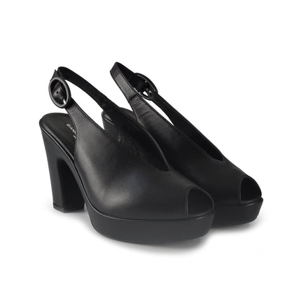 Gianmarco Sorelli Sandali Chanel con Tacco Alto e Plateau in Pele Nera 2640 MARA Gianmarco Sorelli 