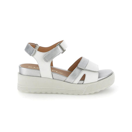 Stonefly Sandali Donna con Zeppa e Chiusura Velcro Argento 220899 PARKY WHITE SILVER Stonefly 