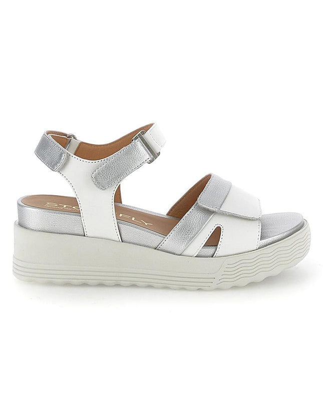 Stonefly Sandali Donna con Zeppa e Chiusura Velcro Argento 220899 PARKY WHITE SILVER Stonefly 