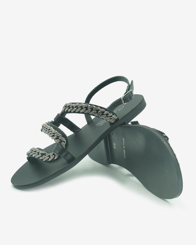 Sandali Bassi Donna in Pelle Nera E1-089 BLACK S.Piero 