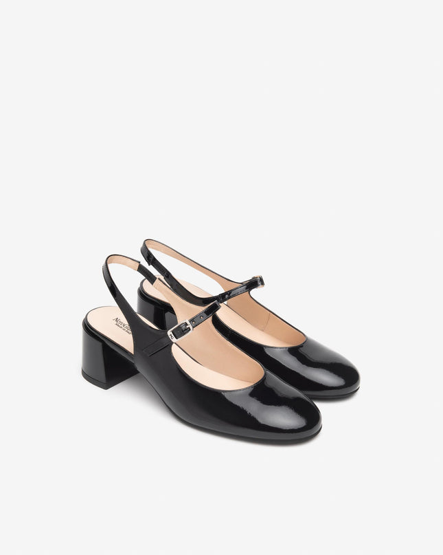 Nero Giardini Chanel Sling Back in Vernice Nera E512341D NERO 100 Nero Giardini 