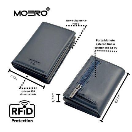 Moero Pro Prestige Blu Zip Portafoglio Slim - MARIO SPATARELLA