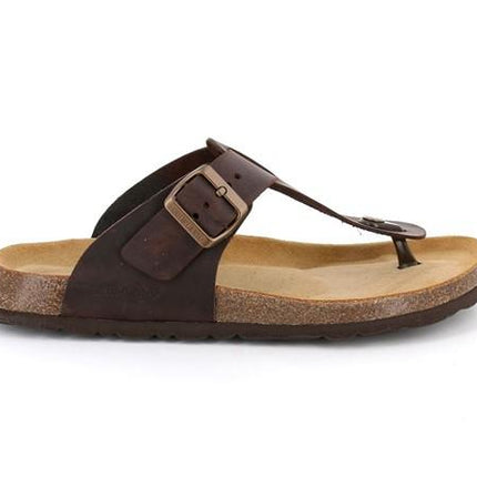 Sandali Uomo Infradito con Plantare Anatomico in Pelle CC2636 BIO BOBO MOGANO Grunland 