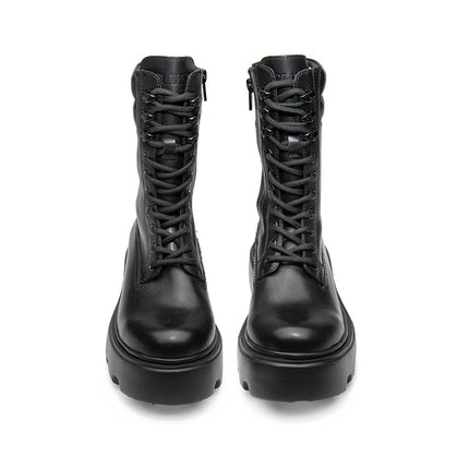 Anfibi Cult Donna con Zeppa in Pelle Nero - MARIO SPATARELLA