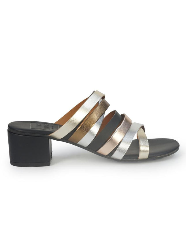 Luis Anne Sandali Sabot Donna in Pelle Nera Multicolor - MARIO SPATARELLA