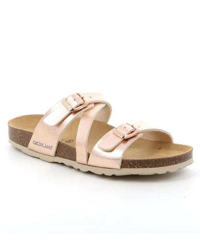 Grunland Sandali Donna Plantare Sughero Doppia Fibbia Cipria - MARIO SPATARELLA